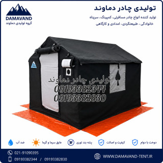 نمای اصلی چادر برزنتی اسکلتی عشایری ۶ متری با لوله اسکلت و کیف حمل | دماوند